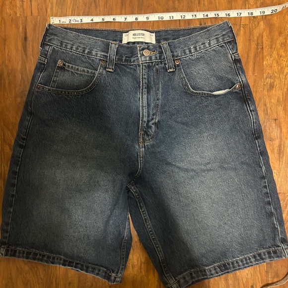 Hollister Dark Wash Super Baggy Denim Shorts Knee-Length Zipper Pockets Jorts - Picture 14 of 14
